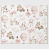 Papier Cadeau Nourriture vintage fille rose (Plat)