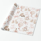 Papier Cadeau Nourriture vintage fille rose (Déroulé)