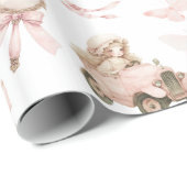 Papier Cadeau Nourriture vintage fille rose (Coin rond)