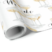 Papier Cadeau Nous faisons Mariage Tour de champagne Noir et Or (Coin rond)