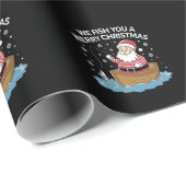 Papier Cadeau Nous Vous Poissons Un Joyeux Pêcheur De Noël Pêche (Coin rond)