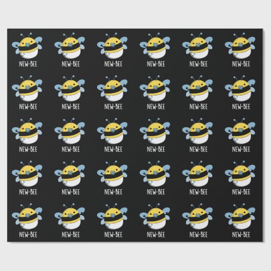 Papier Cadeau Nouveau Bee Funny Insect Pun de bug Dark BG (Plat)