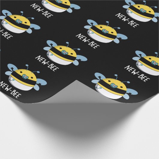 Papier Cadeau Nouveau Bee Funny Insect Pun de bug Dark BG (Coin)