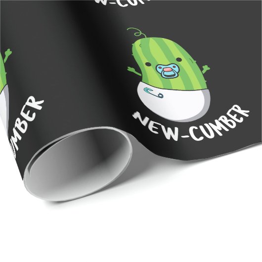 Papier Cadeau Nouveau concombre Funny Veggie Cucumber Pun Dark B (Coin rond)