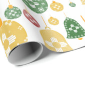 Papier Cadeau Nouveau-Mexique Ornements de Noël Zia Rouge Vert B (Coin rond)
