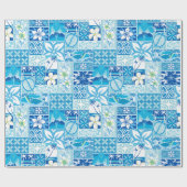 Papier Cadeau Nouveau motif hawaïen - bleu (Plat)