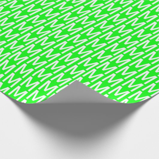 Papier Cadeau Nouveau néon vert écran personnalisé monogramme in (Coin)