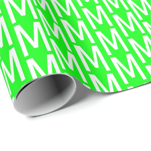 Papier Cadeau Nouveau néon vert écran personnalisé monogramme in (Coin rond)