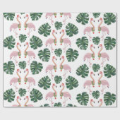 Papier Cadeau Nouveau Père Noël rose Flamant rose vert Noël cour (Plat)