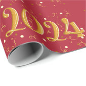 Papier Cadeau Nouvel An 2024 Papier rouge de Noël (Coin rond)