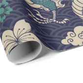 Papier Cadeau Nouvel An chinois 2024 Dragon, Année du Dragon (Coin rond)