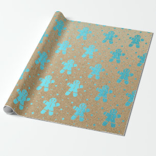 Papier Cadeau Nouvel An de Noël Turquese Gingerbread Man Kraft