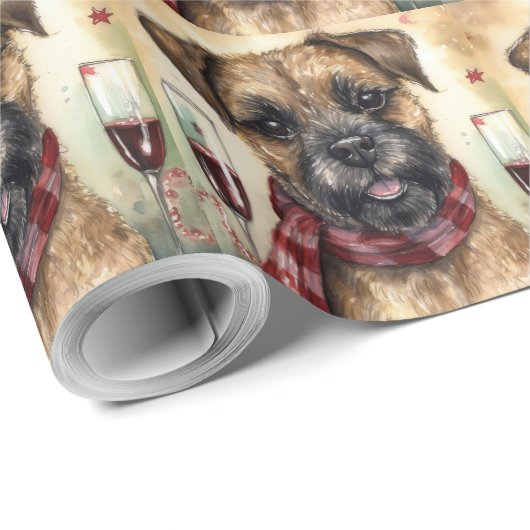 Papier Cadeau Nouvel an du Terrier frontalier (Coin rond)