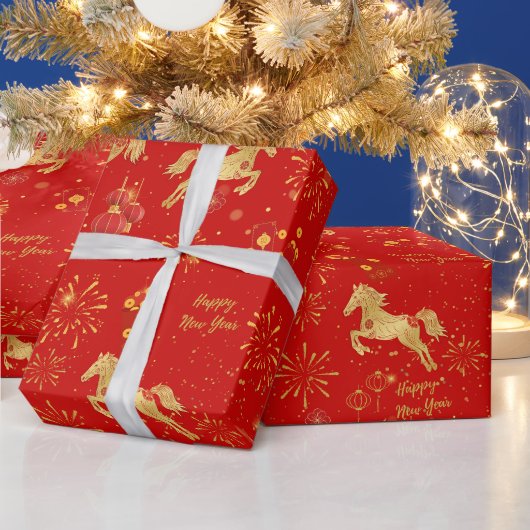 Papier Cadeau Nouvel An lunaire 2026 | Année du cheval (Vacances)