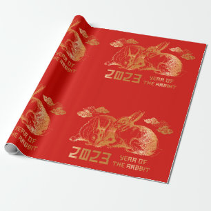 Papier Cadeau Nouvel An lunaire chinois Zodiaque Lapin