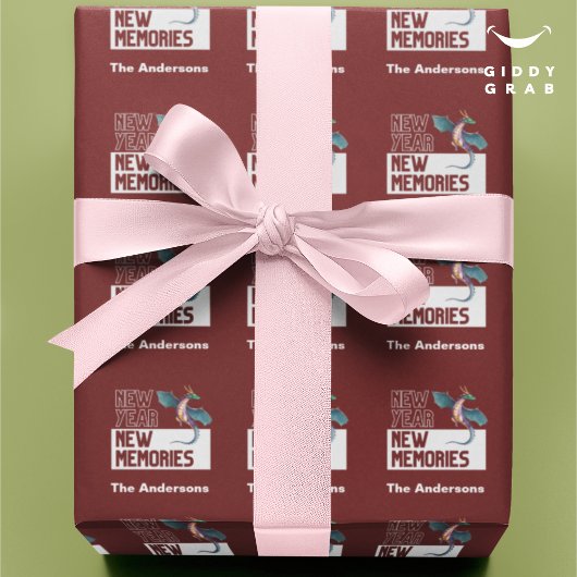 Papier Cadeau Nouvel An Nouveautés Dragon Cherry Red