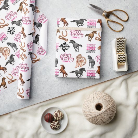 Papier Cadeau Nouvel anniversaire de la chouette du Cheval migno (Artisanat)