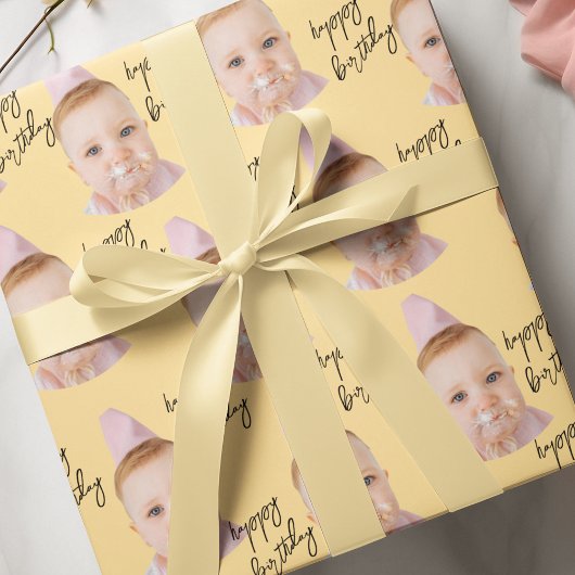 Papier Cadeau Nouvel anniversaire du visage mignon du bébé | Pho
