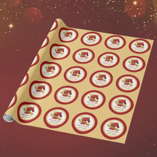 Papier Cadeau Nouvelle année lunaire chinoise 2026 Cheval Rouge