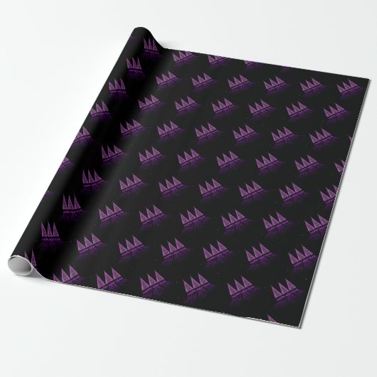 Papier Cadeau nouvelle année violette heureuse (Déroulé)
