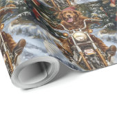 Papier Cadeau Nouvelle-Écosse Moto à chiens Noël (Coin rond)