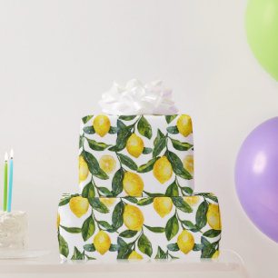 Papier Cadeau Nouvelle Maison aux Citrons Jaunes