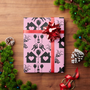 Papier Cadeau Nouvelle Maison Pendaison de Crémaillère Bienvenue