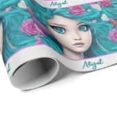 Papier Cadeau Nouvelle Princesse de Londres avec les cheveux et (Coin rond)