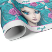 Papier Cadeau Nouvelle Princesse de Londres avec les cheveux et  (Coin rond)