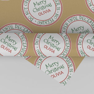 Papier Cadeau N'ouvrez pas jusqu'au 25 décembre Noël