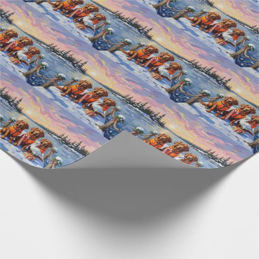 Papier Cadeau Nova Scotia Duck Toller Christmas Frozen Lake (Coin)