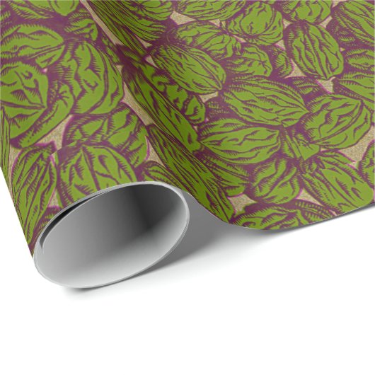 Papier Cadeau Noyer rustique Motif or (Coin rond)