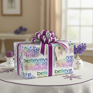 Papier Cadeau nuage de mots chrétiens