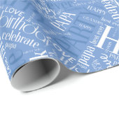 Papier Cadeau Nuage de mots d'anniversaire Grand-père Bleu ID276 (Coin rond)