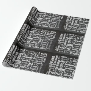 Papier Cadeau Nuage de mots de tableau noir d'hiver