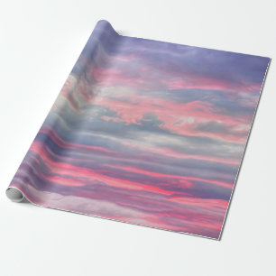 Papier Cadeau Nuages Beau Pink Blanc Bleu Ciel Peint