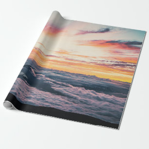 PAPIER CADEAU NUAGES BLANCS À L'HEURE D'OR