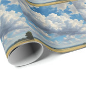 Papier Cadeau Nuages blancs et ciel bleu clair (Coin rond)