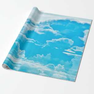 Papier Cadeau nuages blancs et ciel bleu vif arrière - plan, pan