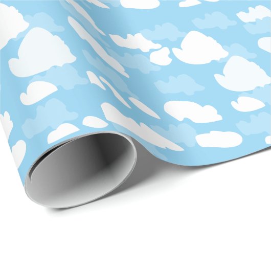 Papier Cadeau Nuages Ciel Bleu (Coin rond)