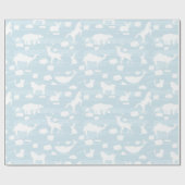 Papier Cadeau Nuages en forme d'animal bleu pastel (Plat)