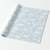 Papier Cadeau Nuages en forme d'animal bleu pastel (Déroulé)