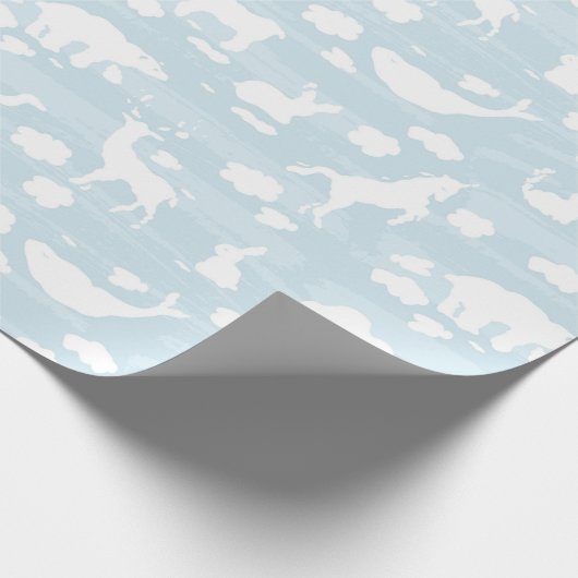Papier Cadeau Nuages en forme d'animal bleu pastel (Coin)
