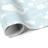 Papier Cadeau Nuages en forme d'animal bleu pastel (Coin rond)
