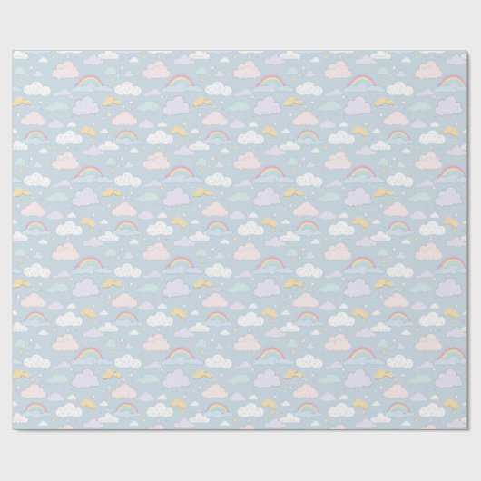 Papier Cadeau Nuages et arcs-en-ciel (Plat)