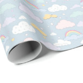 Papier Cadeau Nuages et arcs-en-ciel (Coin rond)
