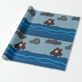 Papier Cadeau Nuages foncés de la maison inondés (Déroulé)