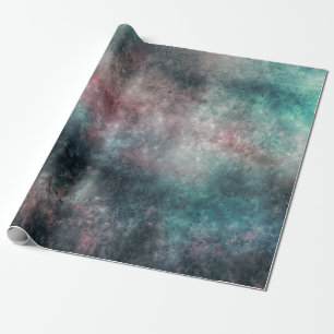 Papier Cadeau Nuages turquoises et roses enveloppant du papier