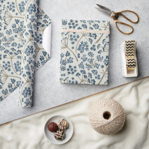 Papier Cadeau Nuances De Bleu De L'Aquarelle De La Voie Florale