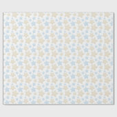 PAPIER CADEAU NUANCES DE BLEU ET ÉTOILES BEIGE (Plat)
